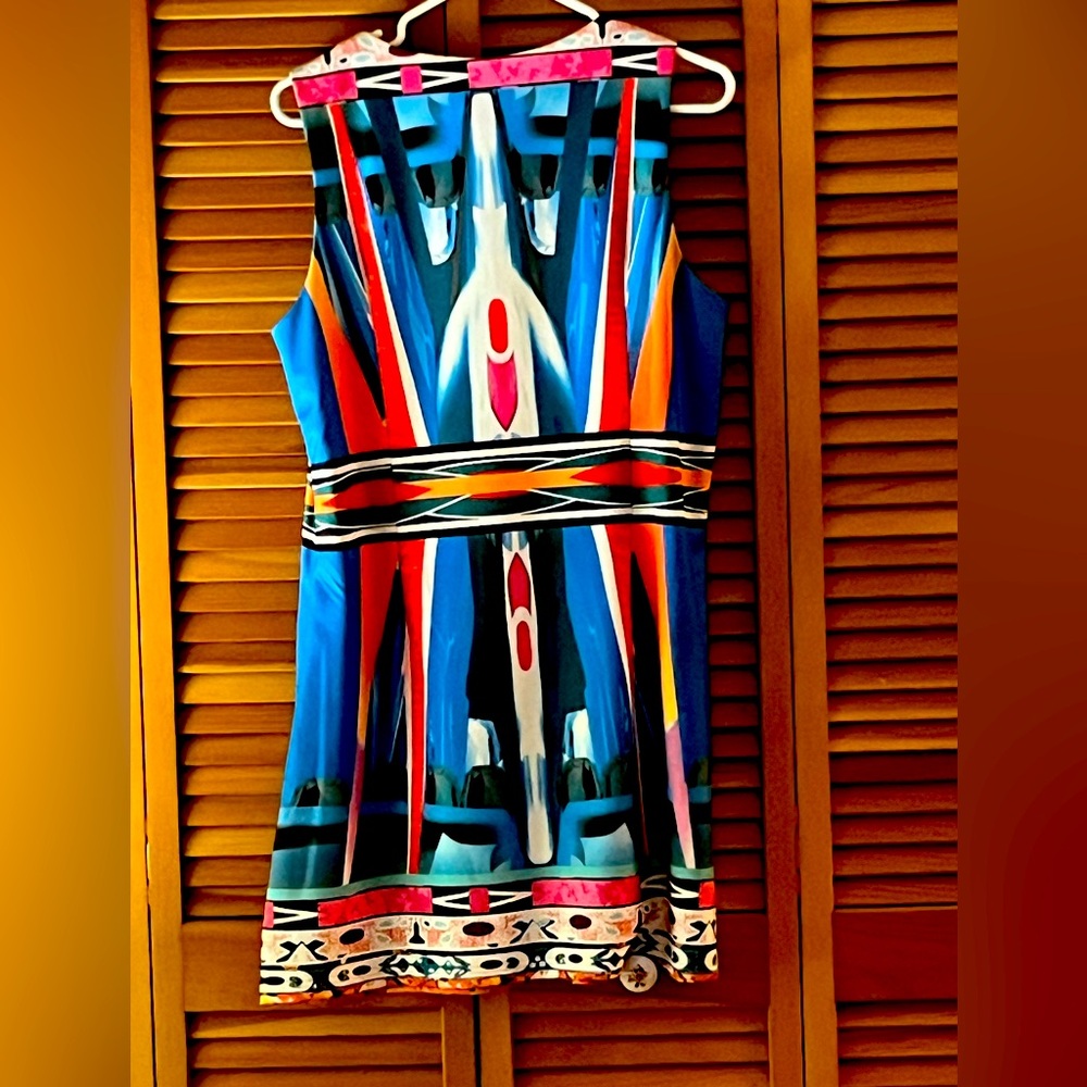 Papillon Blanc Blue and Orange Mini Dress